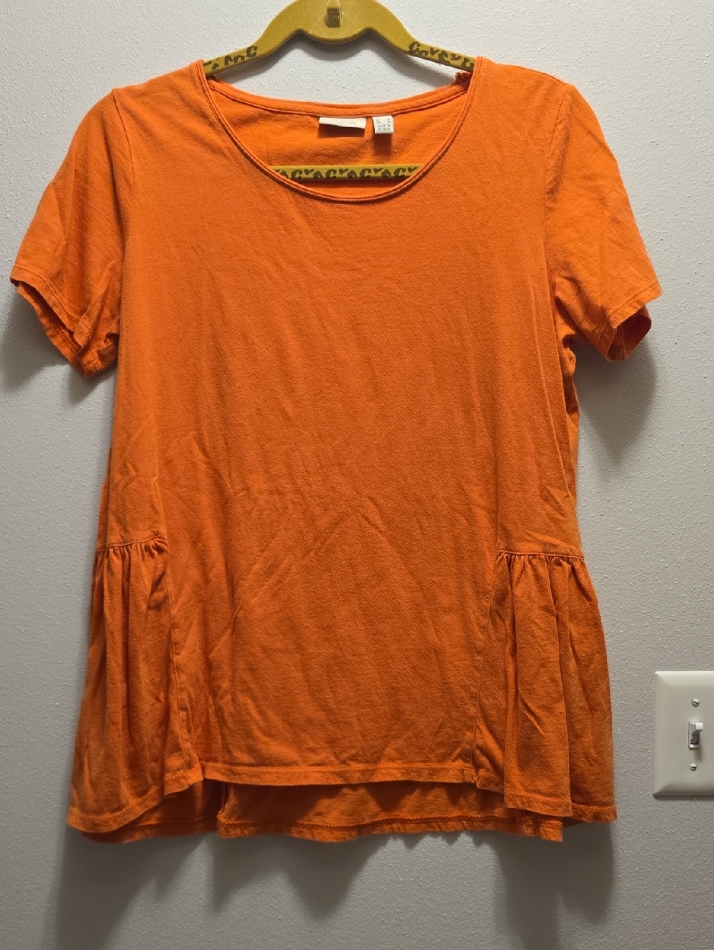 LOGO by Lori Goldstein Coral Color Short-Sleeve Peplum Tunic Top